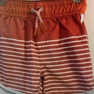 Kids Swim Trunks in Red Stripes